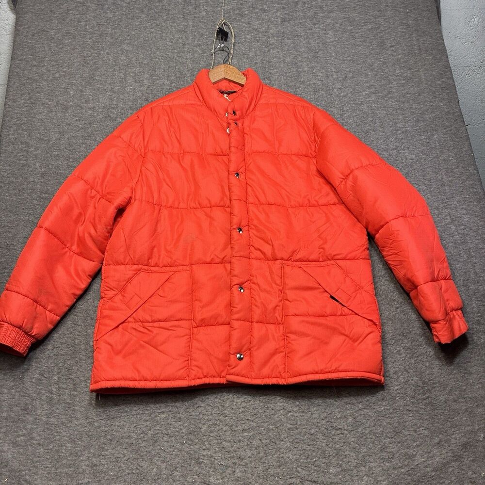 JC Penney Vintage 70s Puffer Ski Jacket Coat Sz Xl Men Red Retro 80s Warm‎